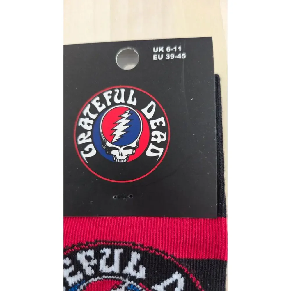 Grateful Dead Steal Your Face Socks NWT Official Licensed Rock Off Black Red